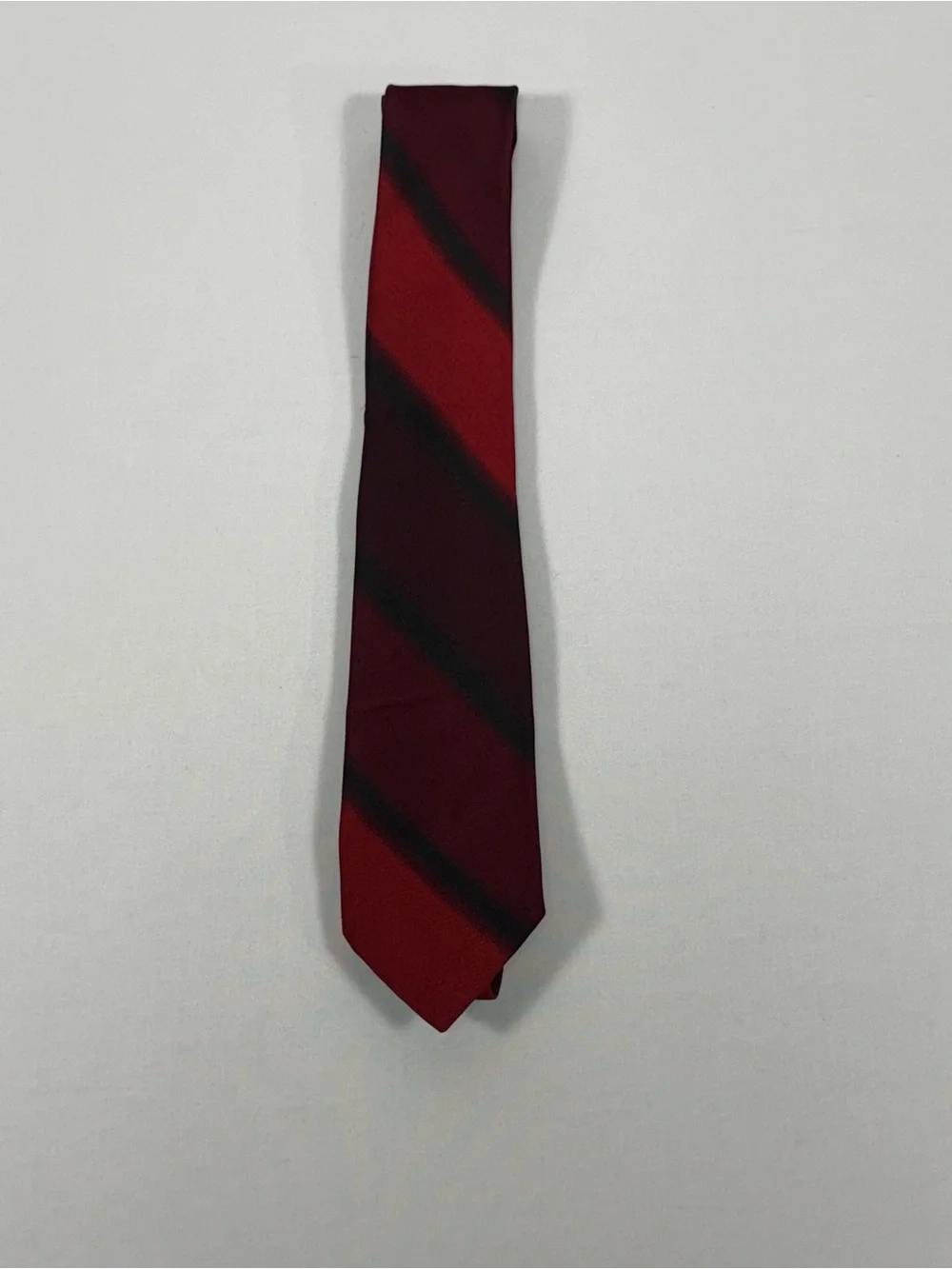 Vintage ACWA Union Made Swiss Weighted Silk Red‎ Black Stripe Necktie 54
